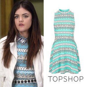 Topshop Zigzag Mock Neck Tunic Dress ASO Aria Montgomery